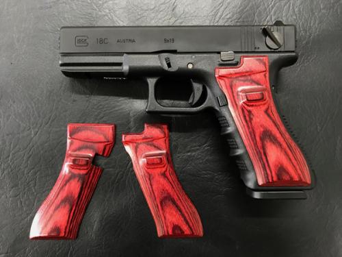 Wood Grip Glock 17-18C Smooth Red