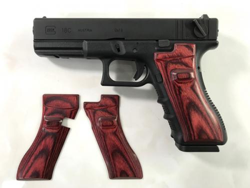 Wood Grip Glock 17-18C Smooth Red