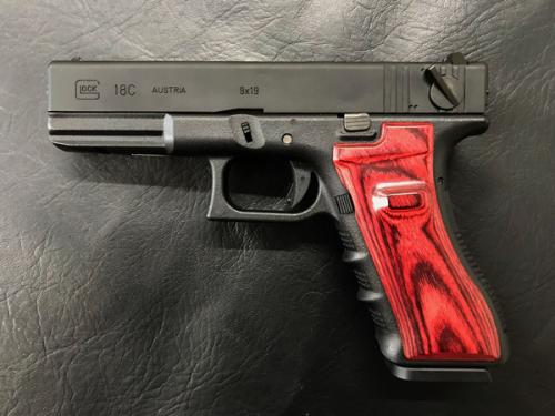 Wood Grip Glock 17-18C Smooth Red