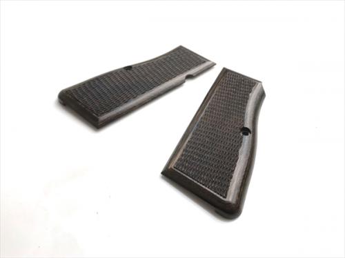 Wood grip browning high power <checker / dark brown>