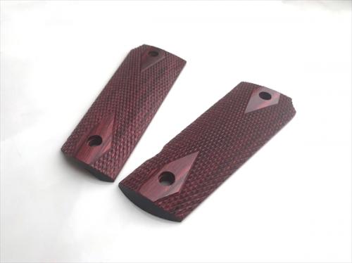 Wood Grip Government / 45 AUTO <Diamond Checker / Red>